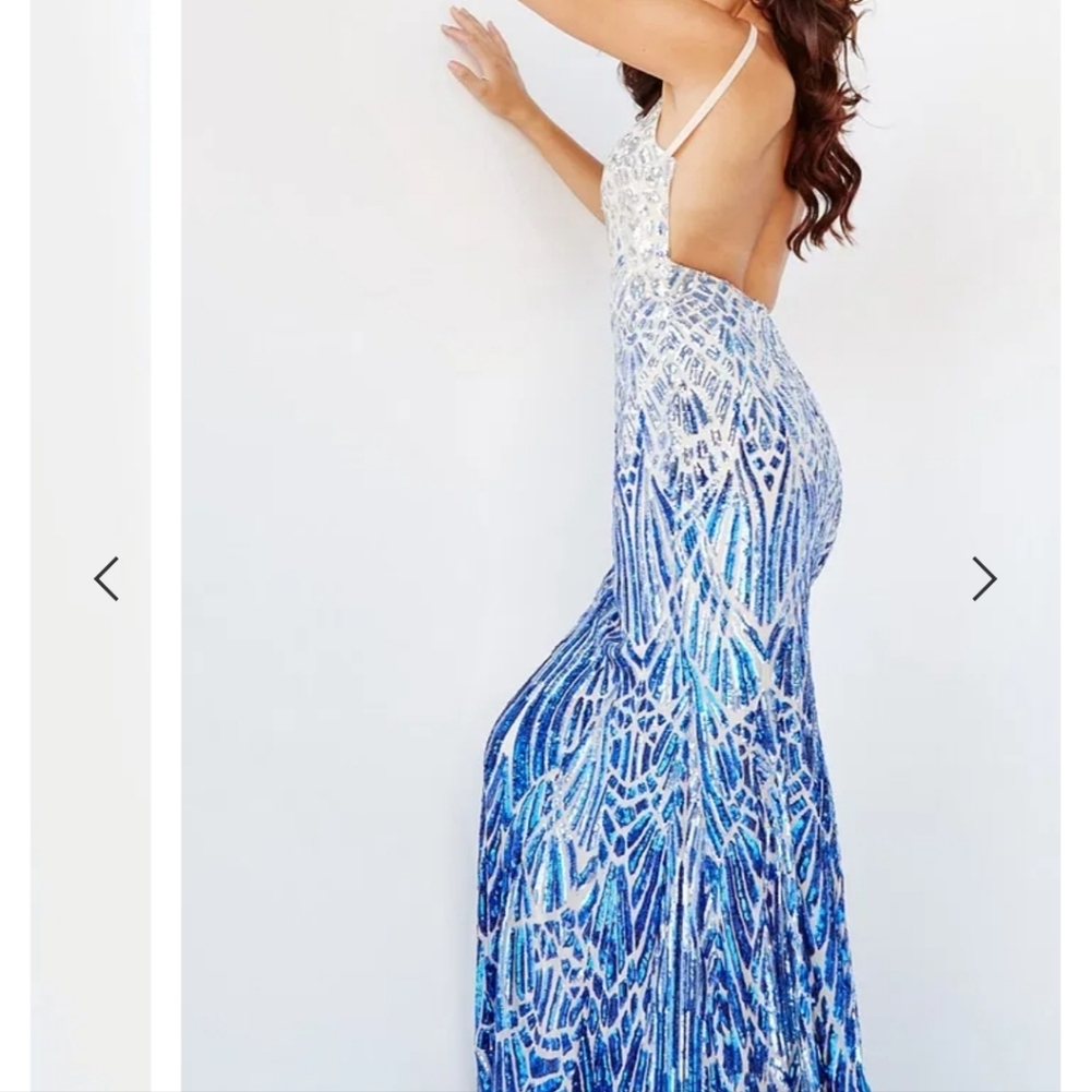 Jovani Silver and Purple Sequin Prom Dress - Picture 3 of 15